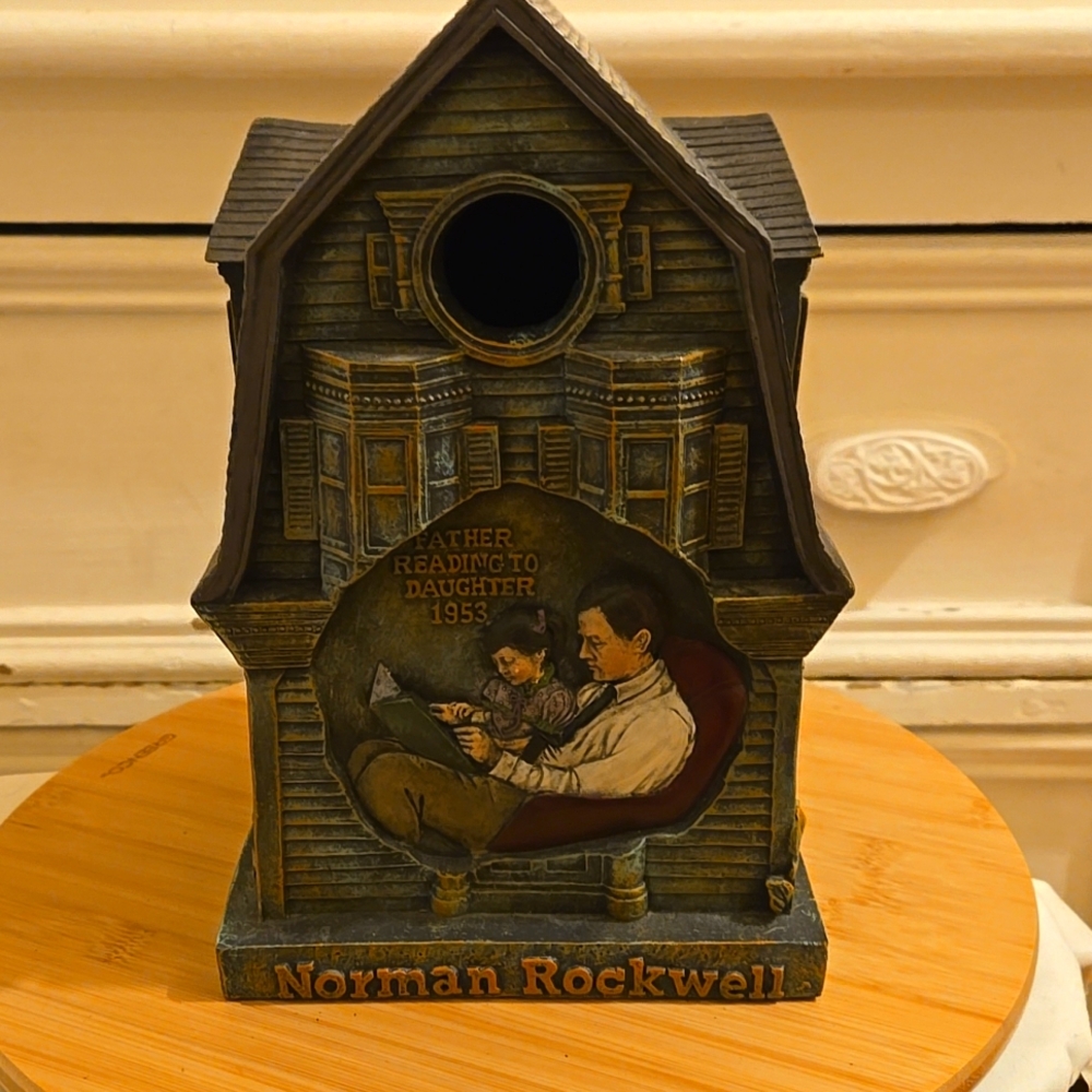 Norman Rockwell "FatherReading to Daughter" birdhouse (American Home Designs)